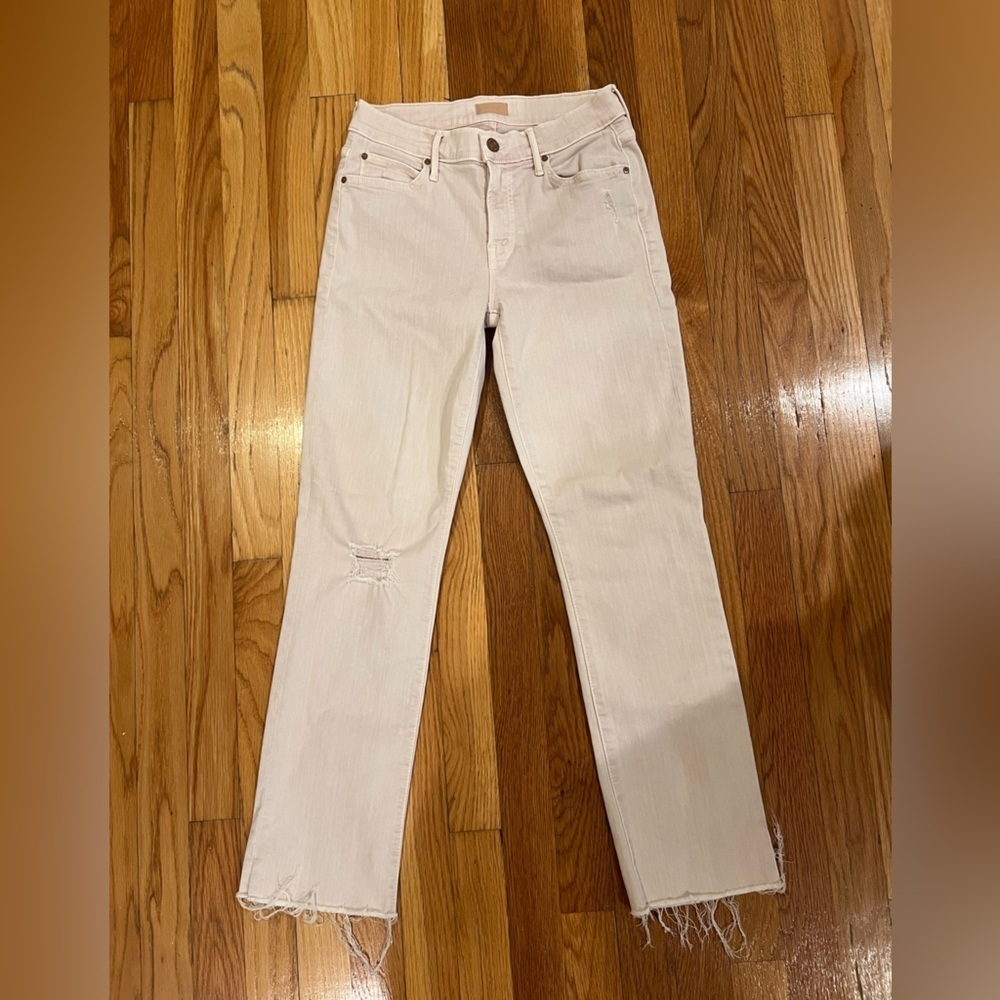EUC Mother “the rascal” ankle cutoff Jean in stone/blush color